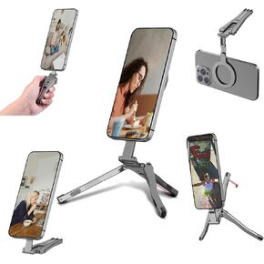 Magnetic Pocket Phone Tripod with Hook Compatible with Magsafe for iPhone 16/15/14/13/12 Pro Max Series,Foldable Mini Magnet Cell Phone Tripod Mount Handle Smartphone Desk Stand Travel Phone Holder