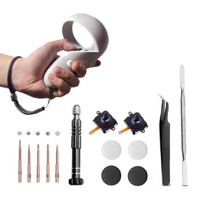 2 Joystick Replacement Kit for Oculus Quest 2 Controller, Repair Kit for Meta Quest 2, Including 2 Joysticks, 2 Replacement Wrist Straps, Screwdriver, Tweezer, Pry Tool, 4 Thumbstick Grips