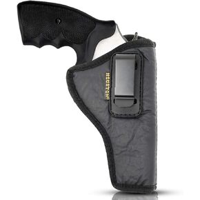 IWB Revolver Holster by Houston - ECO Leather Concealed Carry Soft Material - Suede Interior for Protection - (Right) Fits: Revolvers K,L,M & N Frames,5 & 6 Shots,3.5" to 4.5" Barrel.