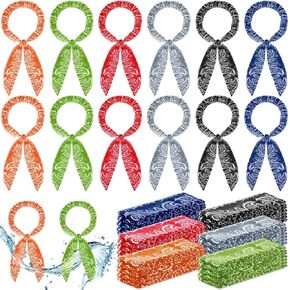 48 Pcs Ice Neck Cooler Bulk Cooling Wraps Cool Scarf for Extremely Hot Weather Water Evaporative Cooling Bandana Headband for Men Women Waking Running Hiking Golf Camping Indoor Outdoor, Multicolored