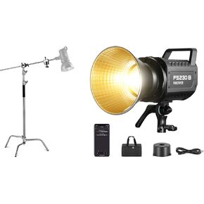 NEEWER FS230B LED Video Light 2.4G/APP Control and Heavy Duty C Stand with Boom Arm Kit, 230W Bi Color COB Bowens Photography Continuous Output Lighting, 110000lux/m, 2700K-6500K, CRI 97+, 12 Scenes