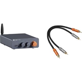 Fosi Audio BT20A Pro Bluetooth 5.0 Amplifier, 300W x2 Wireless Amp and 2RCA to 2RCA Cable 0.9Ft
