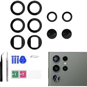 2 Pack Rear Camera Lens Replacement for Samsung Galaxy S23 Ultra Adhesive Back Camera Glass Lens with Full Fix Tool Repair Kit Tweezers Dust Cloth for S23 Ultra SM-S918U SM-S918U1