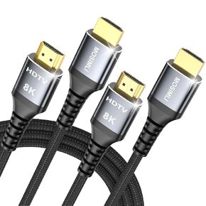 8K HDMI Cable 6FT 4-Pack, High Speed 48Gbps HDMI 2.1 Cord, Support 8K@60Hz & 4K@120Hz, HDR10+, SBTM, 12bit, 3D, eARC, Dolby Atmos, DTS:X, HDCP 2.3 for TV, Monitor, Apple TV, Roku, Soundbar, PS5, Xbox