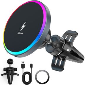 لشاحن Magsafe Car Mount ، 15W Air Vate Charment Wireles Car Mount Charger for iPhone 16 Pro Max ، حامل هاتف السيارة لـ iPhone 16 15 14 13 12 ، علبة الزنك ، الرمادي البارد