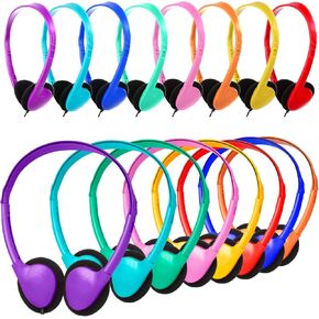 Classroom Headphones Bulk 24 Pack for Kids Children On Ear Comfy Swivel Earphones for Students School Library Online Learning Travel 3.5mm Jack Multi Color