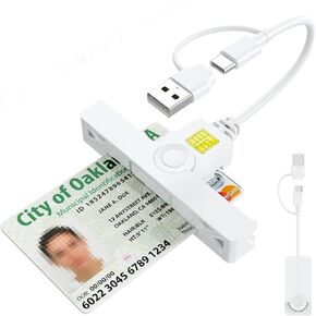 CAC Reader 2 in 1 Type C Dual Connector, DOD Military USB Common Access CAC Card Reader Type C USB Smart Card Reader Compatible with Windows, Mac OS Mini Fold Plug and Play