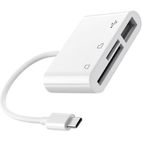 قارئ بطاقة USB C SD لجهاز iPhone ، محول بطاقة SD 3-in-1 مع محول قارئ بطاقة كاميرا SD MicroSD USB متوافق مع iPhone15 16/iPad/Mac/Latpop والمزيد من أجهزة USB-C