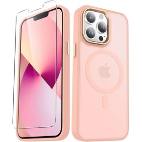 for iPhone 12 Pro Max Case, Matte Magnetic Phone Case with 1 Screen Protector, Support for Magsafe, Translucent Frosted Slim Shockproof Protective Cover for iPhone 12 Pro Max 6.7 inch, Black