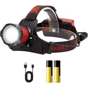 Boruit B13 LED مصابيح أمامية قابلة لإعادة الشحن ، Super Bright 5000 Lumens 4 أوضاع مصباح رأس ، 90 درجة قابلة للتعديل IPX4 مقاومة للماء مصابيح الأمامية القابلة للتكبير للماء للركض في الهواء الطلق ، التخييم ، المشي لمسافات طويلة ، استخدام الطوارئ