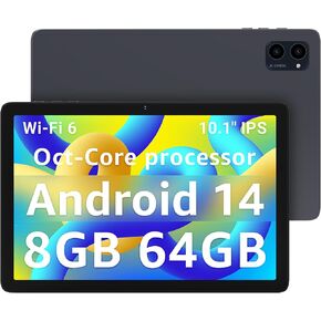 Tablet 10.1 inch Android 14 Tablets with Octa-core Processor, 8GB RAM, 64GB Storage Up to 1TB Expandable Storage, HD IPS Screen, Long Battery Life, WiFi6, 5+8 MP Dual Camera Budget-Friendly Tableta