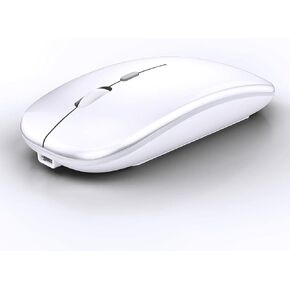 Wireless Mouse, Bluetooth 5.2, Dual Mode with USB Receiver, LED Silent Slim Rechargeable Mouse for Laptop, MacBook, iPad, Tablet (Black)