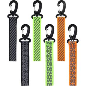 6Pcs Reflective Strips, Reflective Backpack Tags Visible Reflective Keychain Safety Reflector Pendant for Kids Adults School Bag Cycling Walking Running