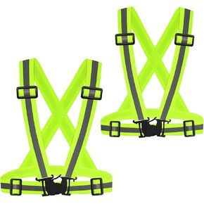 2Pcs Reflective Vest Running Gear, High Visibility Adjustable Safety Vest for Outdoor Motorcycle Dog Walking Night Running