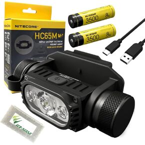 Nitecore HC65M UHE Headlamp Ultra High Triple Output Metal Tactical Rechargeable Headlamp -2000 Lumens w/Extra NL1835HP, Eco- Sensa USB-C Cable & Battery Case Included
