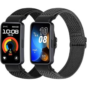 2 Pack Elastic Nylon Band Compatible with Huawei Band 10/9/8, Lightweight Breathable Sport Replacement WristBand For Men Women