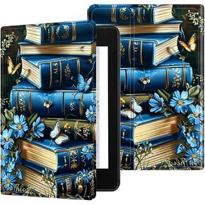for Kindle Paperwhite 12th Generation 2024 7" Case/Kindle Colorsoft Signature Edition 7" Case, Multi-Angle Viewing Shockproof Smart Protective Case with Auto Wake/Sleep, Purple Blue Book