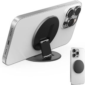 Two-Sided Magnetic Phone Ring Holder for MagSafe, Magnetic Cell Phone Grip Stand Finger Ring Kickstand Compatible with iPhone 16/15/14/13/12Pro Max Accessories (Black Metal)