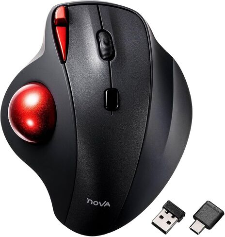 SANWA 2.4G Wireless Trackball Mouse, Optical Ergonomic Rollerball Mice, Programmable Silent Buttons, USB-A & Type-C Receiver, Thumb Control, 4 DPI, Rechargeable Compatible for PC, Mac, Windows, Laptop in Kuwait