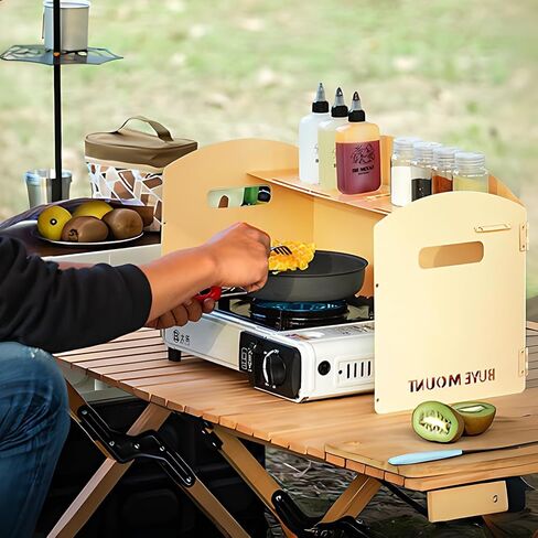 Outdoor Wind Deflector,Cassette Stove Folding Wind Deflector, Steel Windproof Hood for Stove, Gas Stove Wind Deflector, Camping Thickened Stove Ring, Portable 4 Plates Wind Blocker (Khaki) in Saudi Arabia