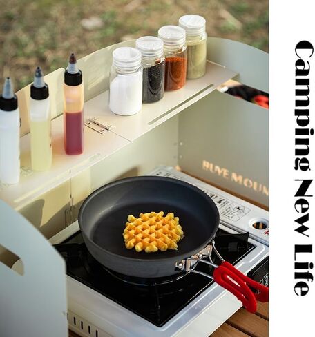 Outdoor Wind Deflector,Cassette Stove Folding Wind Deflector, Steel Windproof Hood for Stove, Gas Stove Wind Deflector, Camping Thickened Stove Ring, Portable 4 Plates Wind Blocker (Khaki) in Saudi Arabia