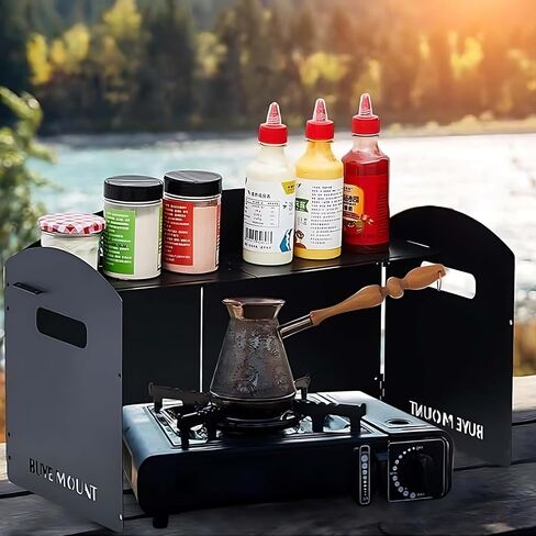 انحراف الرياح في الهواء الطلق ، موقد كاسيت قابل للطي ، غطاء محرك مقاوم للرياح من الصلب للموقد ، انحراف الرياح للموقد الغاز ، حلقة موقد سميكة في التخييم ، مانع الرياح 4 لوحات محمولة (khaki) in Kuwait