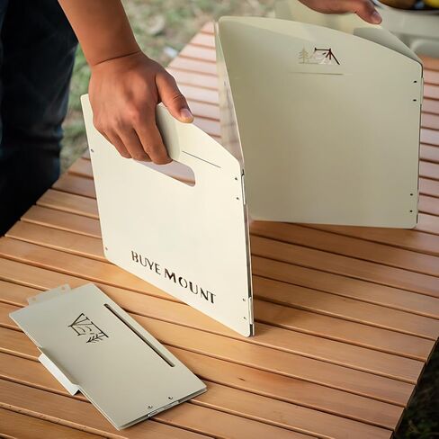 انحراف الرياح في الهواء الطلق ، موقد كاسيت قابل للطي ، غطاء محرك مقاوم للرياح من الصلب للموقد ، انحراف الرياح للموقد الغاز ، حلقة موقد سميكة في التخييم ، مانع الرياح 4 لوحات محمولة (khaki) in Kuwait