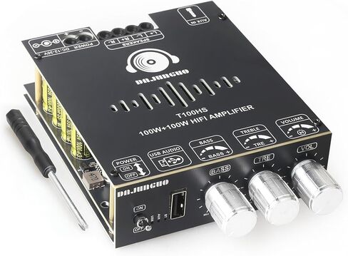 T100HS Power Amplifier Board with Subwoofer 2.0 Channel 100W×2, TPA3221 Chip 12V-30V Audio Power Amplifier with Treble and Bass Control in Saudi Arabia