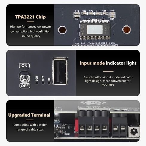 T100HS Power Amplifier Board with Subwoofer 2.0 Channel 100W×2, TPA3221 Chip 12V-30V Audio Power Amplifier with Treble and Bass Control in Saudi Arabia