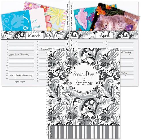 كتاب Cool Floral Card Organizer- تذكر أيامًا خاصة ، حارس مرمى بطاقات المعايدة ، Softcover ، 8 "× 10" ، ملزمة حلزونية in Kuwait