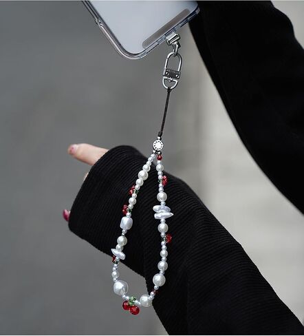 Beaded Cute Phone lanyard- Handmade Multicolor Acrylic Beads Universal Compatible with Most Smartphones in Saudi Arabia