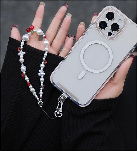 Beaded Cute Phone lanyard- Handmade Multicolor Acrylic Beads Universal Compatible with Most Smartphones in Saudi Arabia