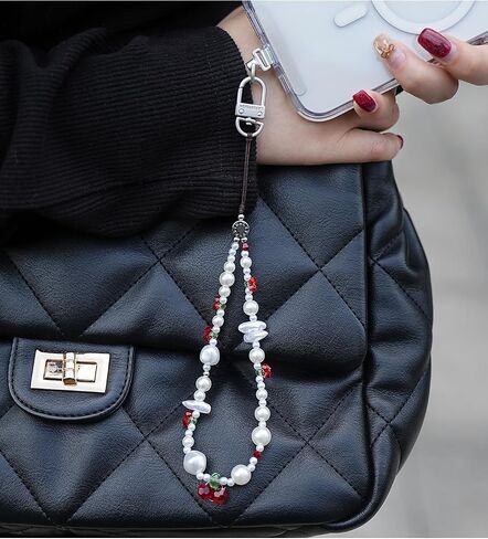 Beaded Cute Phone lanyard- Handmade Multicolor Acrylic Beads Universal Compatible with Most Smartphones in Saudi Arabia