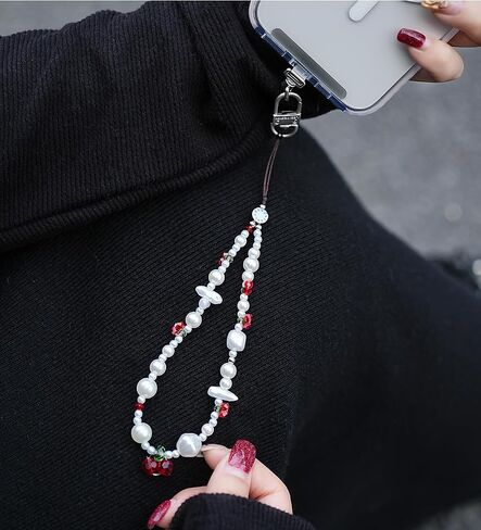 Beaded Cute Phone lanyard- Handmade Multicolor Acrylic Beads Universal Compatible with Most Smartphones in Saudi Arabia