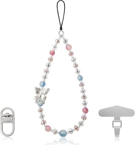 Beaded Cute Phone lanyard- Handmade Multicolor Acrylic Beads Universal Compatible with Most Smartphones in Saudi Arabia