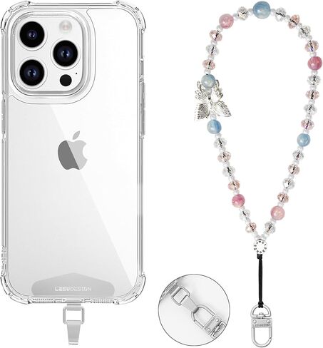 Beaded Cute Phone lanyard- Handmade Multicolor Acrylic Beads Universal Compatible with Most Smartphones in Saudi Arabia