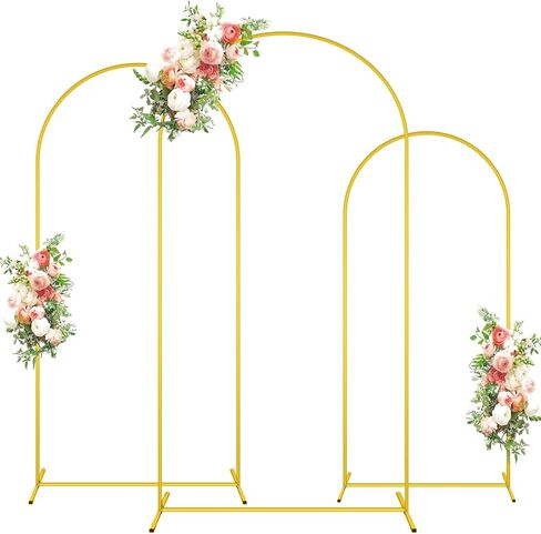 FOTSHARER Gold Arch Backdrop Stand Set - 3 Metal Arch Stands (6FT, 6.6FT, 7.2FT) for Wedding Arches, Balloon Arches, Party Decorations in Saudi Arabia