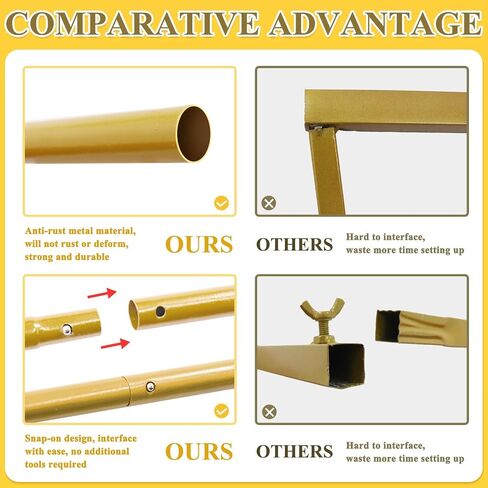 FOTSHARER Gold Arch Backdrop Stand Set - 3 Metal Arch Stands (6FT, 6.6FT, 7.2FT) for Wedding Arches, Balloon Arches, Party Decorations in Saudi Arabia