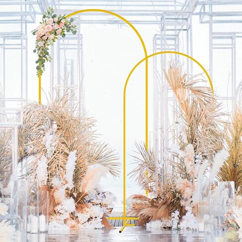 FOTSHARER Gold Arch Backdrop Stand Set - 3 Metal Arch Stands (6FT, 6.6FT, 7.2FT) for Wedding Arches, Balloon Arches, Party Decorations in Saudi Arabia