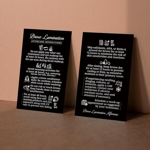 100 Pack - Premium Brow Lamination Aftercare Cards Hologram 2x3.5" - High-Resolution Printing Professional Esthetician Salon Supplies for Artist Client Eyebrow Appointment Reminder in Saudi Arabia
