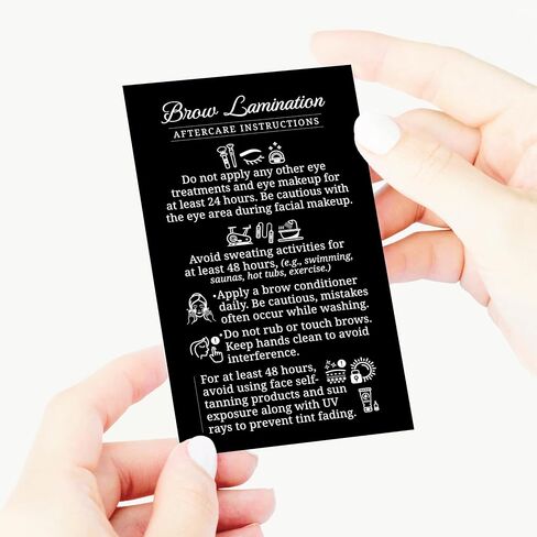 100 Pack - Premium Brow Lamination Aftercare Cards Hologram 2x3.5" - High-Resolution Printing Professional Esthetician Salon Supplies for Artist Client Eyebrow Appointment Reminder in Saudi Arabia