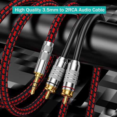 RCA إلى 3.5 ملم كابل 6.5 قدم ، الزاوية اليمنى aux إلى RCA سماعة رأس من الذكور جاك محول الصوت الصوتية صوتية y للهواتف الذكية ، الأجهزة اللوحية ، مكبرات الصوت ، mp3 ، HDTV in Kuwait