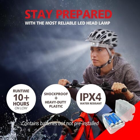 KunHe 2 Pack LED Headlamp Flashlight for Adults & Kids Camping Hiking Glow in The DarkHead Lamp with White & Red Light Comfortable Headband Lightweight & Waterproof with 6 AAA Batteries in Saudi Arabia