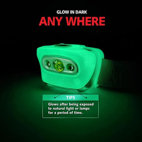 KunHe 2 Pack LED Headlamp Flashlight for Adults & Kids Camping Hiking Glow in The DarkHead Lamp with White & Red Light Comfortable Headband Lightweight & Waterproof with 6 AAA Batteries in Saudi Arabia