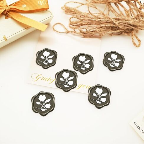 QINGNING Two Colors Plant Wax Seal Sticker 50Pcs Perfect for Wedding Invitations, Christmas, Gift Wrapping Wax Stickers for Envelopes Wax Seal Stamp Stickers Burgundy red in Saudi Arabia
