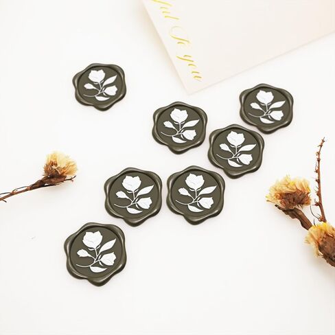 QINGNING Two Colors Plant Wax Seal Sticker 50Pcs Perfect for Wedding Invitations, Christmas, Gift Wrapping Wax Stickers for Envelopes Wax Seal Stamp Stickers Burgundy red in Saudi Arabia