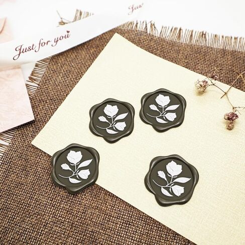QINGNING Two Colors Plant Wax Seal Sticker 50Pcs Perfect for Wedding Invitations, Christmas, Gift Wrapping Wax Stickers for Envelopes Wax Seal Stamp Stickers Burgundy red in Saudi Arabia
