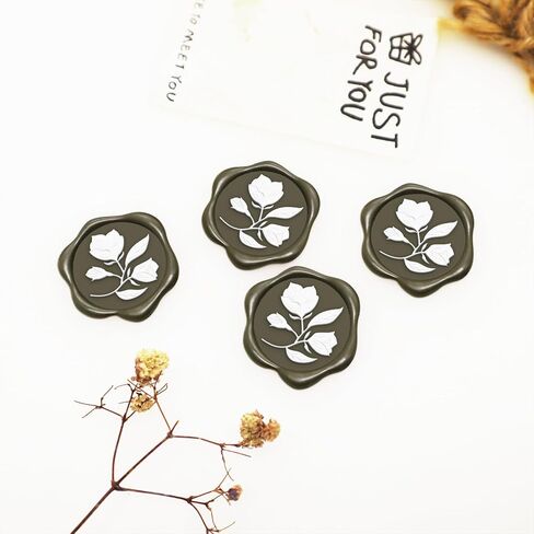 QINGNING Two Colors Plant Wax Seal Sticker 50Pcs Perfect for Wedding Invitations, Christmas, Gift Wrapping Wax Stickers for Envelopes Wax Seal Stamp Stickers Burgundy red in Saudi Arabia