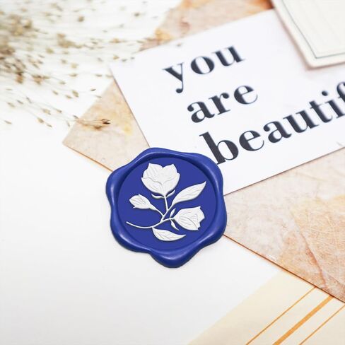 QINGNING Two Colors Plant Wax Seal Sticker 50Pcs Perfect for Wedding Invitations, Christmas, Gift Wrapping Wax Stickers for Envelopes Wax Seal Stamp Stickers Burgundy red in Saudi Arabia