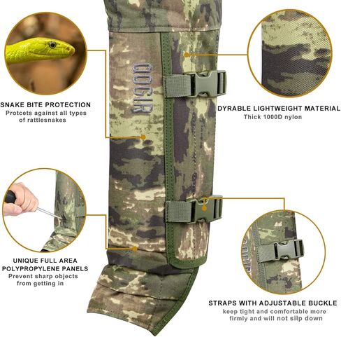 QOGIR Snake Chaps Snake Guard Gaiters for Briar-Proof Upland Hunting Chap, Waterproof Brush Protector Chap, Hunting Gaiters in Kuwait